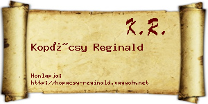 Kopácsy Reginald névjegykártya